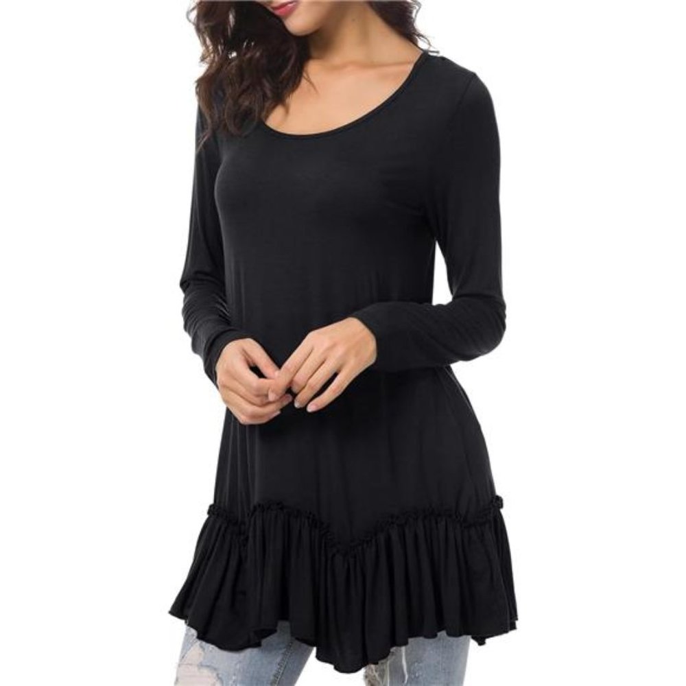 Urban CoCo Women's Casual T-Shirt Solid Long Sleeve Tunic Tops - Picture 5 of 8